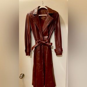 Vintage Etienne Aigner Red/Burgundy Leather Trench Coat